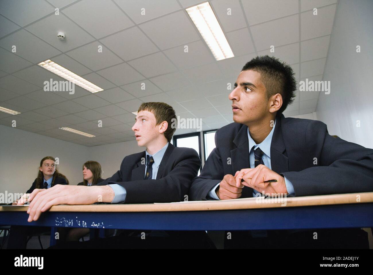 Secondary school students studying in class Stock Photo - Alamy