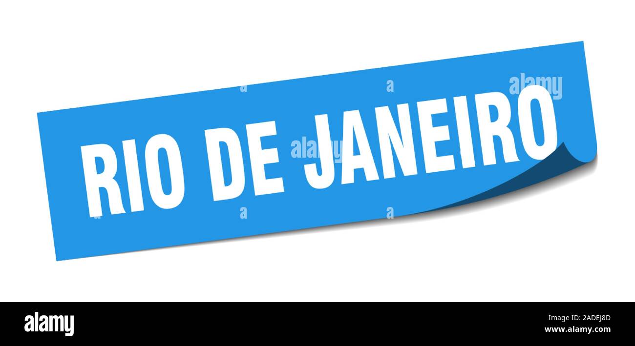Rio De Janeiro sticker. Rio De Janeiro blue square peeler sign Stock ...