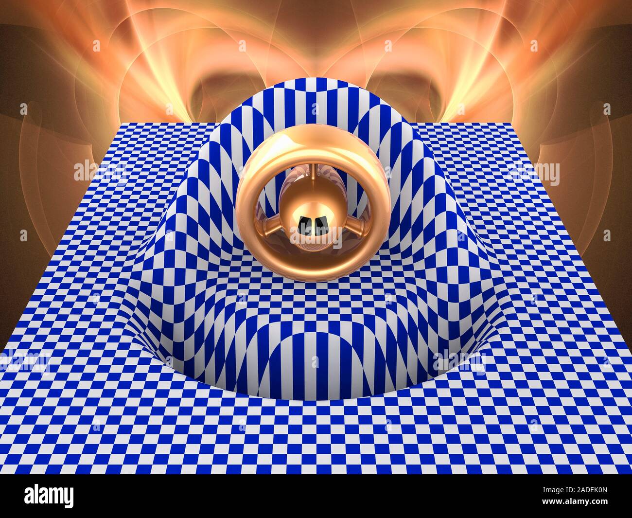 Warp drive. Artist's conception of a spacecraft with a warp drive. A warp drive is a fictitious propulsion system enabling a spacecraft to travel at a Stock Photo