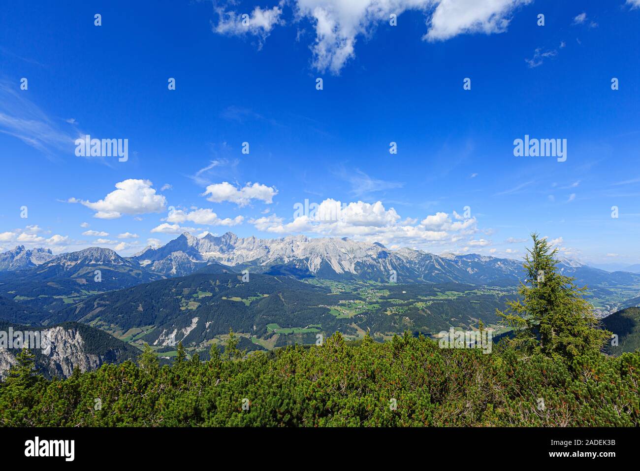 View from the Reiteralm to the Dachstein Massif, Upper Austria, Styria ...