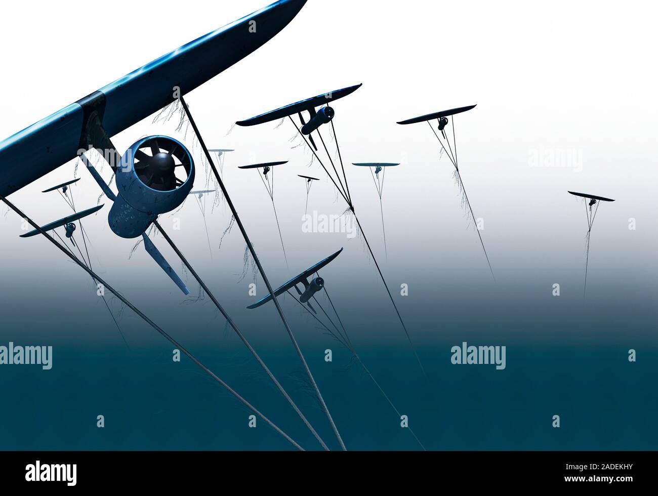 Deep Green tidal kite energy system, illustration. This system uses an