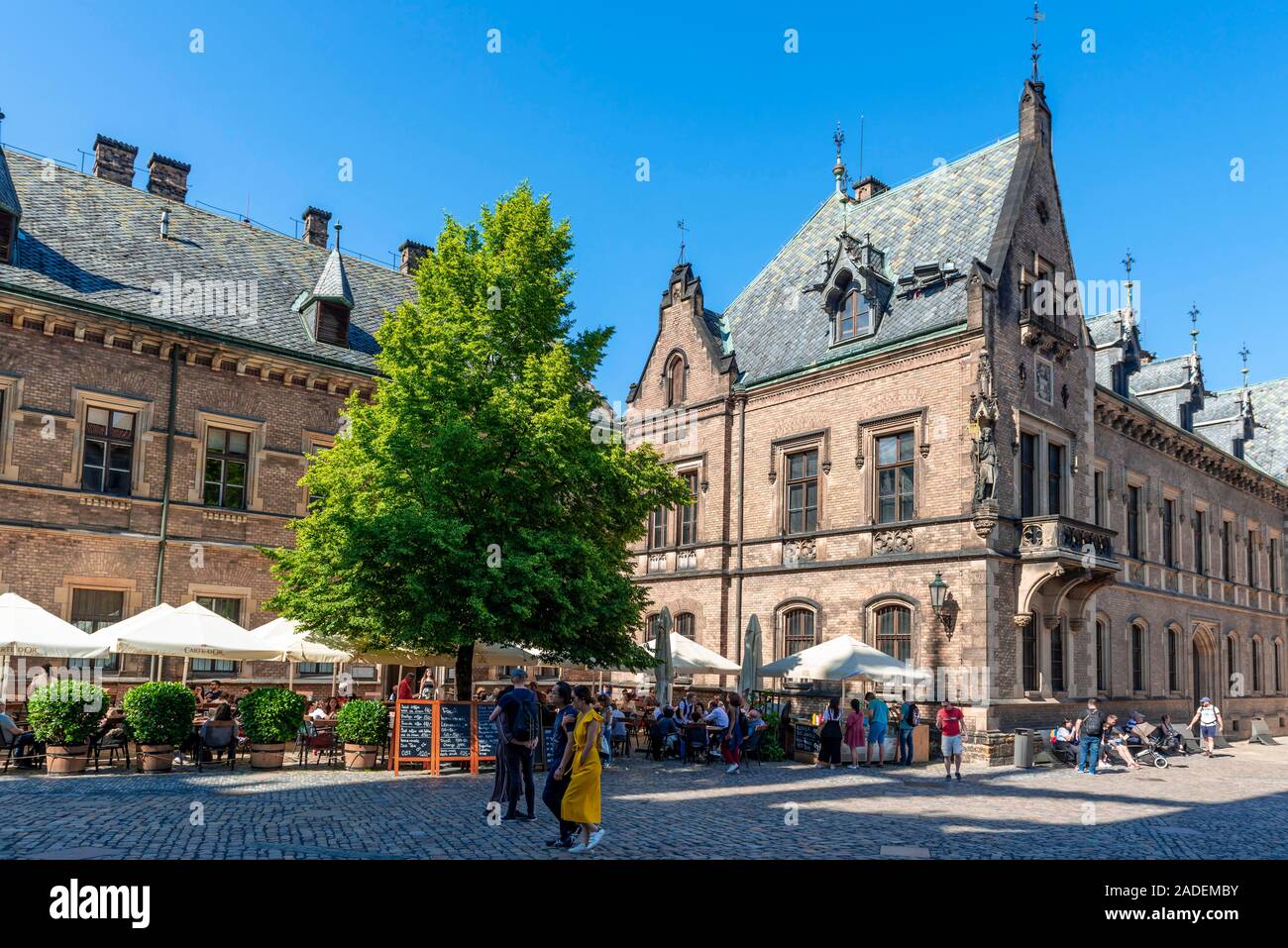 Lane with restaurant of Prague Castle, Hradcany, Prague, Bohemia, Czech Republic Stock Photo