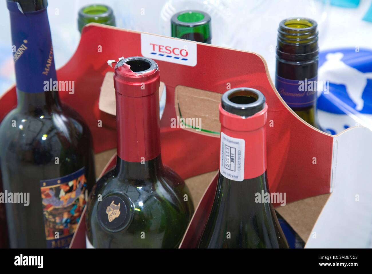 Carton of wine bottles for recycling Stock Photo Alamy