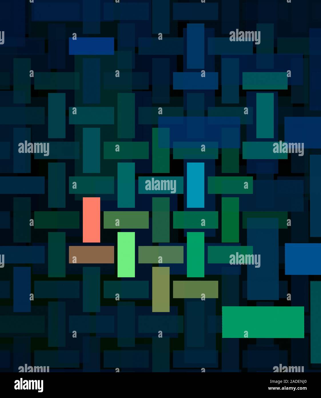 Random array of rectangles generated by a fractal computer program. Stock Photo