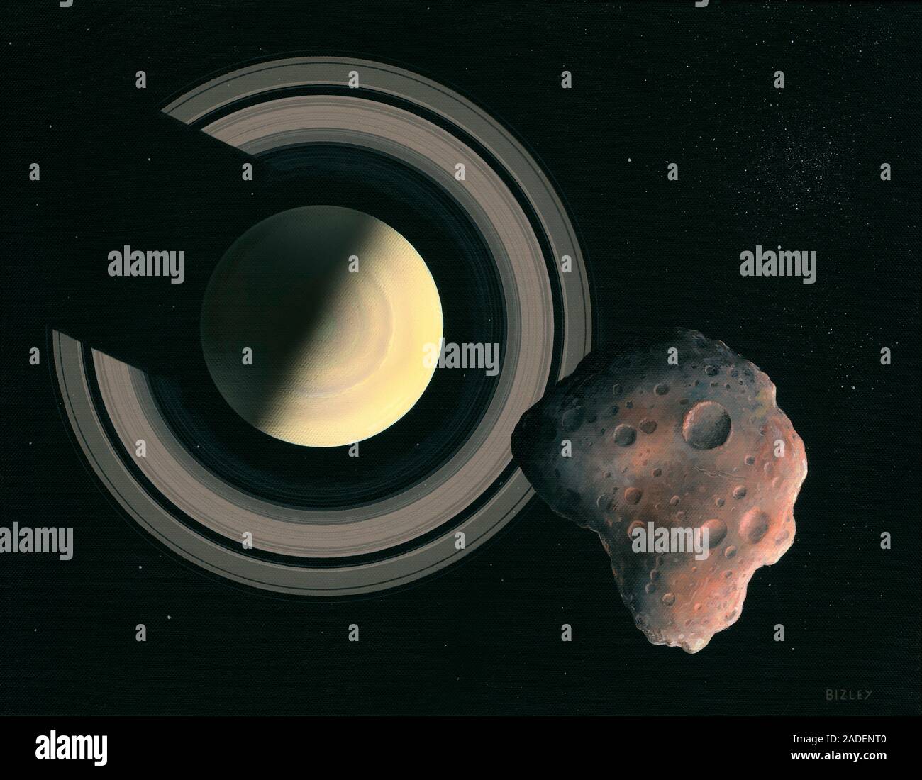 Saturn Rocks Saturn and space rock, illustration Stock Photo - Alamy