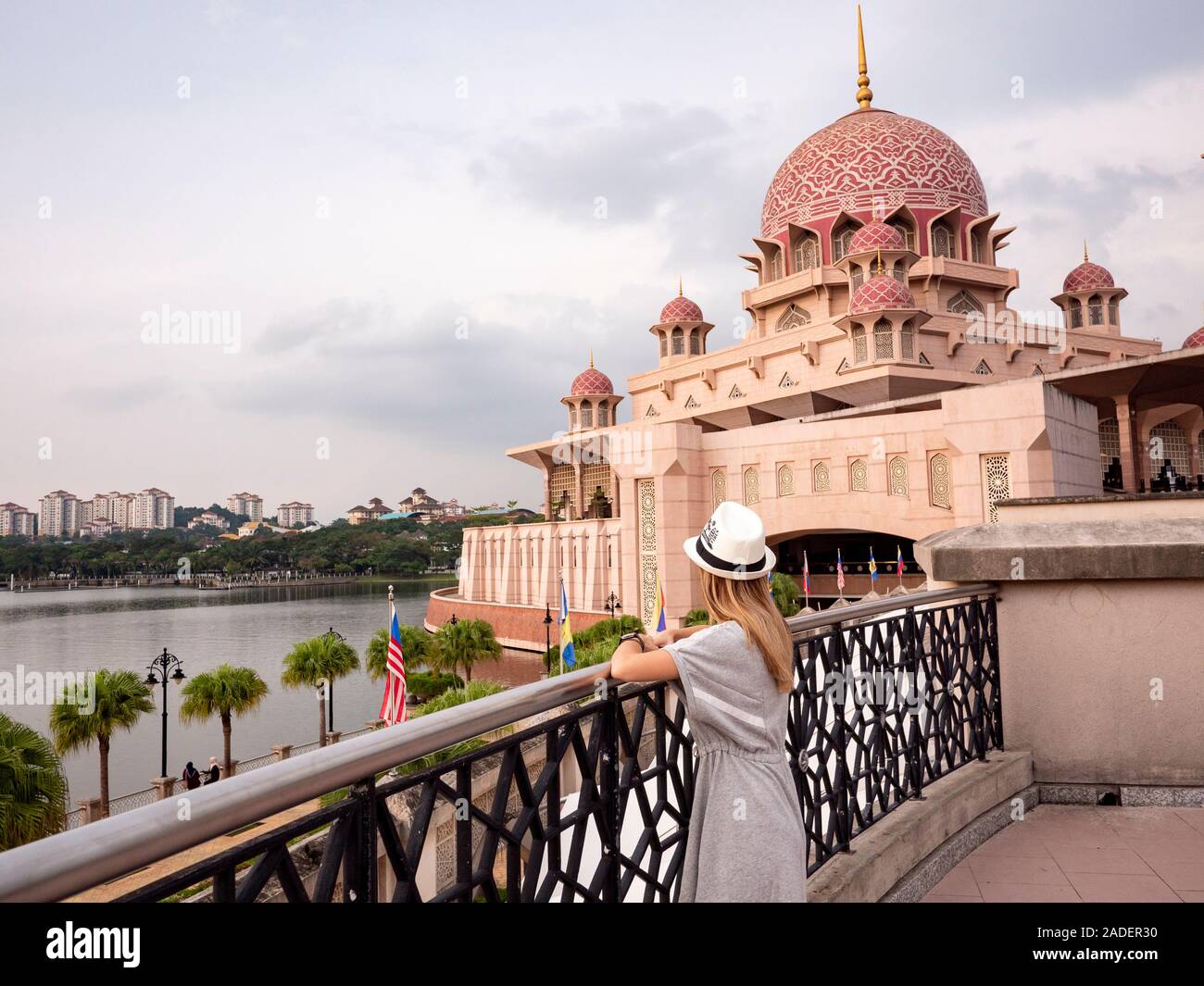 Putrajaya , Malaysia - November 2019 :Anonymous girl in Putra mosque closeup shot in natural day light view Stock Photo