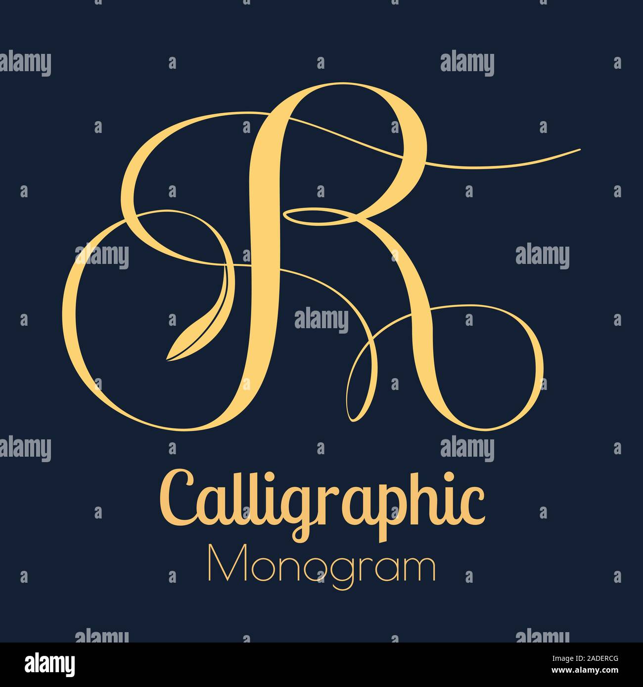 Hand lettering R calligraphic monogram design Stock Vector Image & Art