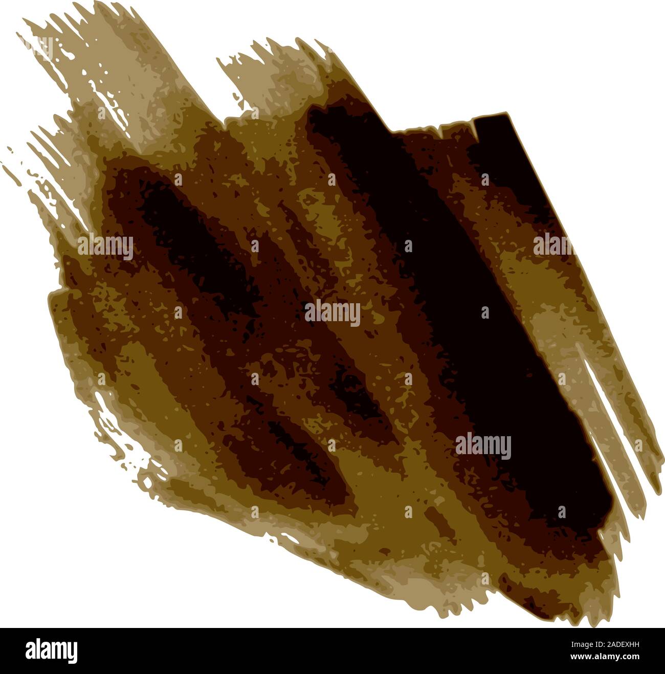 Dark brown paint brush strokes isolated on white background Stock