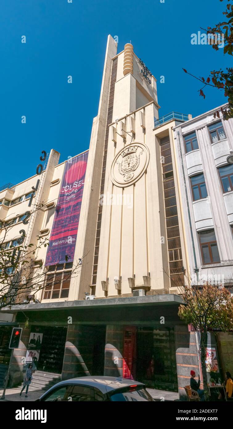 facade of the Coliseu do Porto theater in Rua. de Passos Manuel, Porto, Portugal Stock Photo