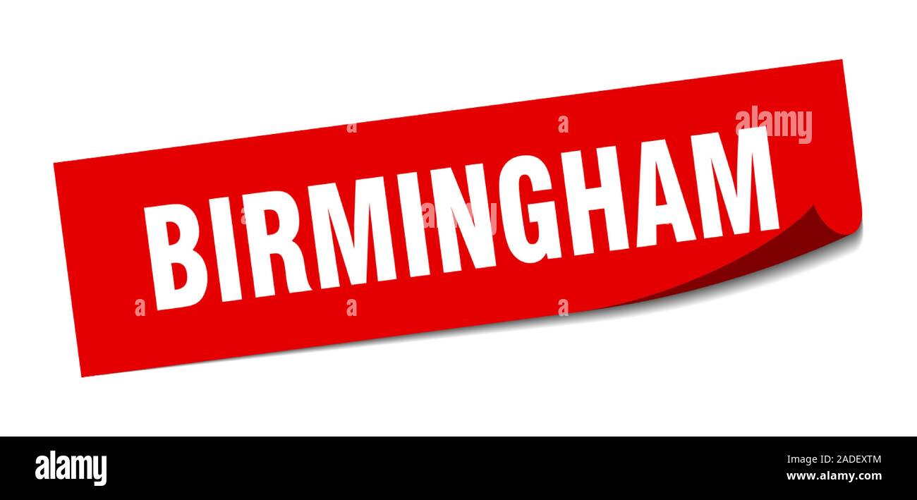 Birmingham sticker. Birmingham red square peeler sign Stock Vector