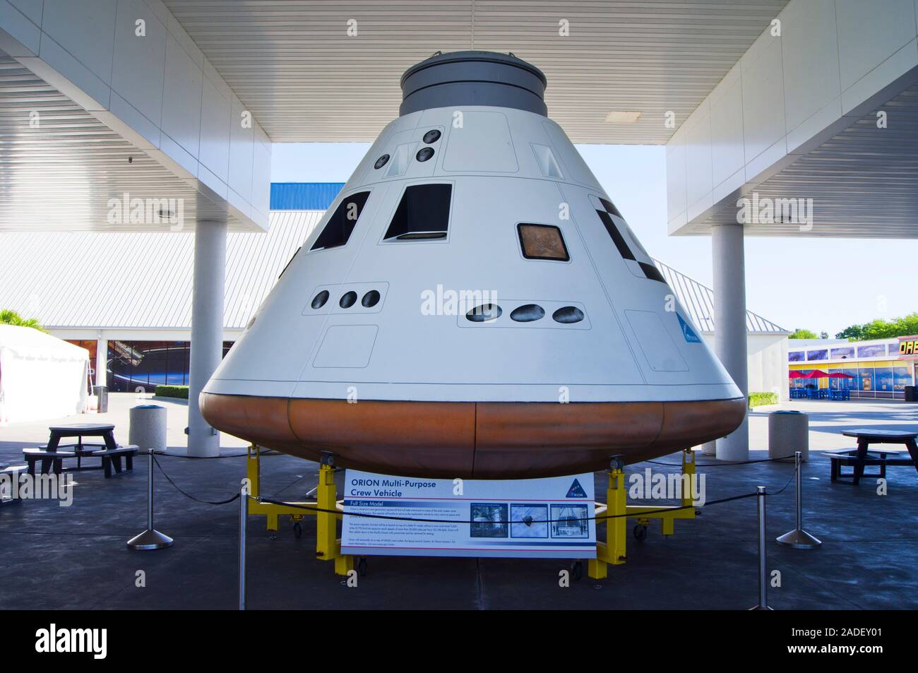 A full scale model of NASA's Orion MultiPurpose Crew Vehicle (MPCV) on
