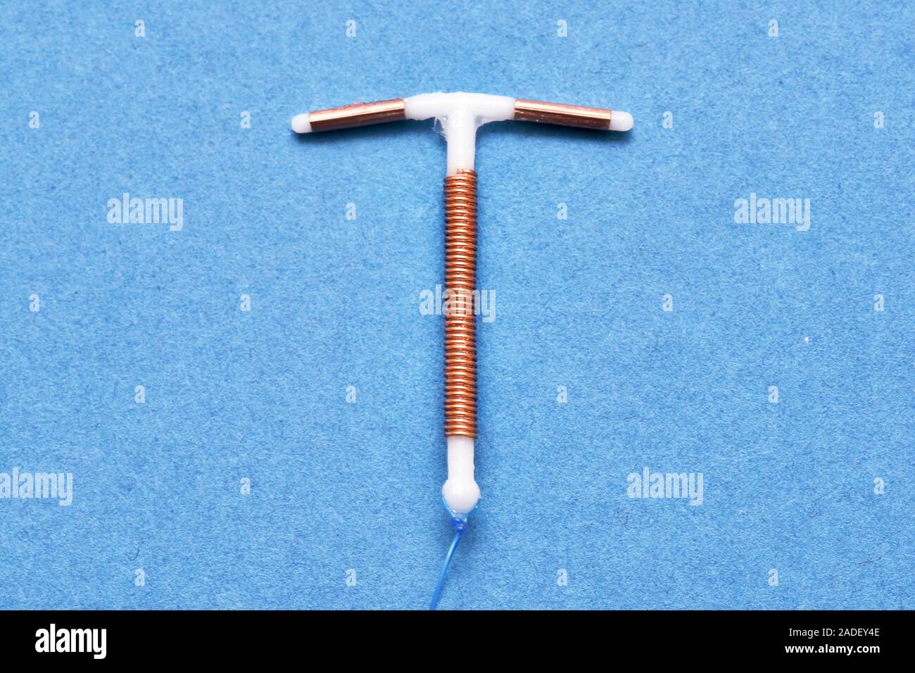 Contraceptive coil. Slimline copper intrauterine device (IUD, coil). An
