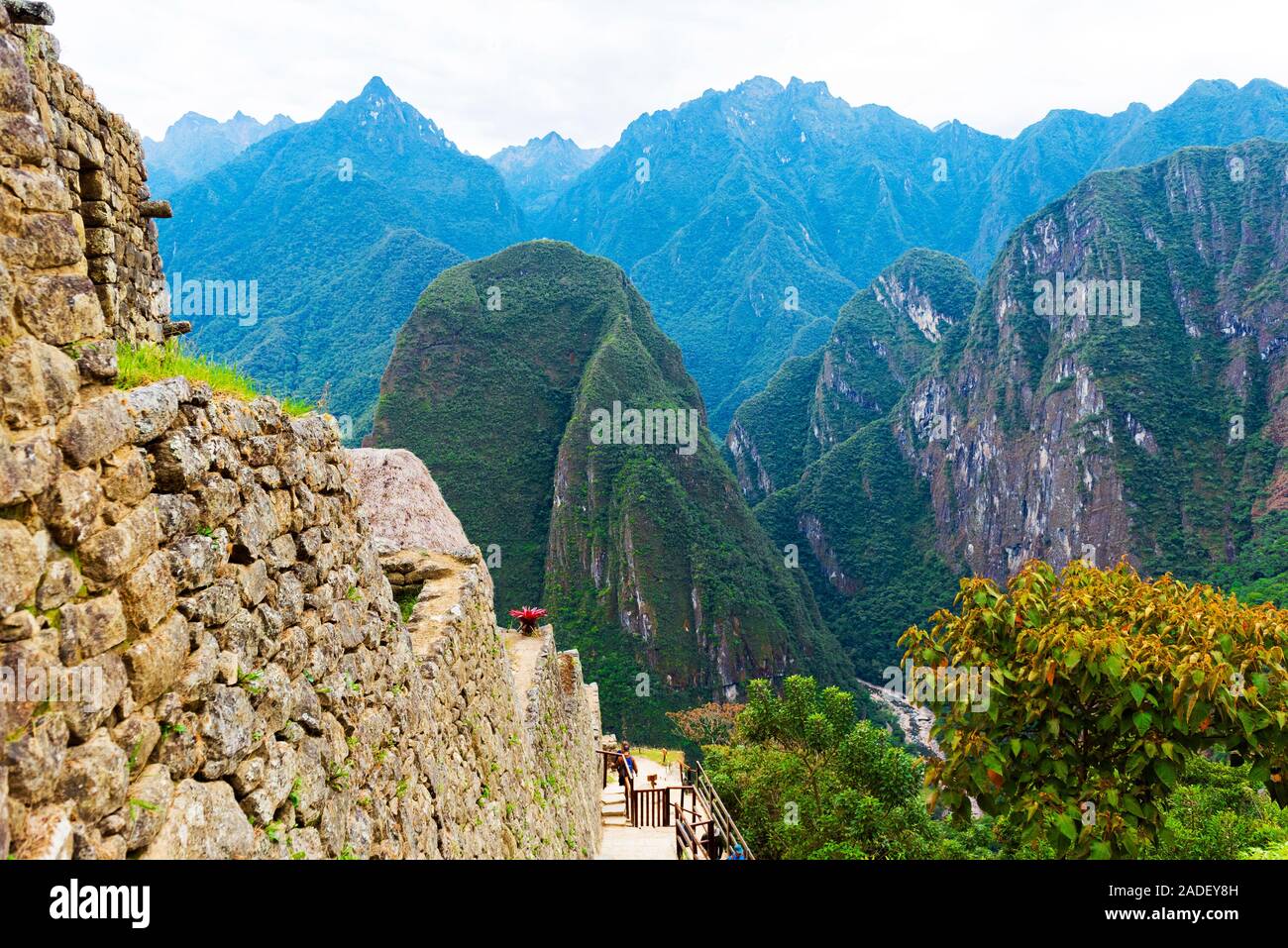 View of the walls of the ancient city of Machu Picchu, Peru Stock Photo ...