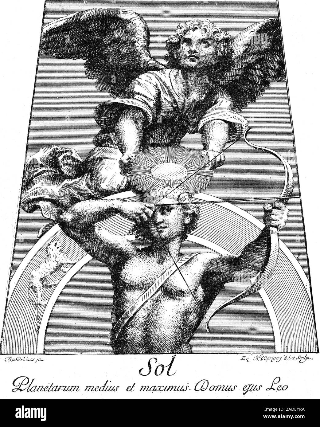 Representation of the Sun in the zodiac, 19th-century illustration