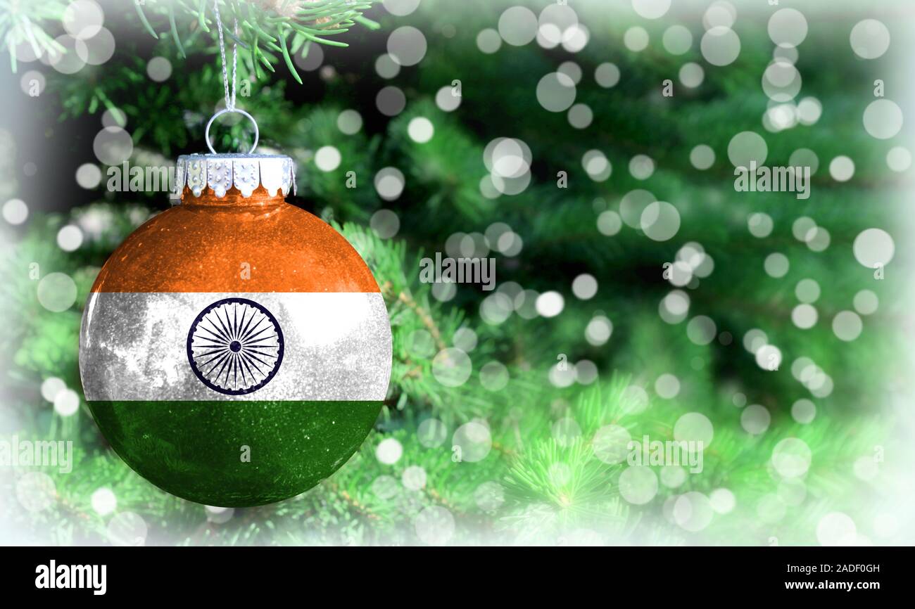 Christmas and New Year background with a flag of India Stock Photo Alamy