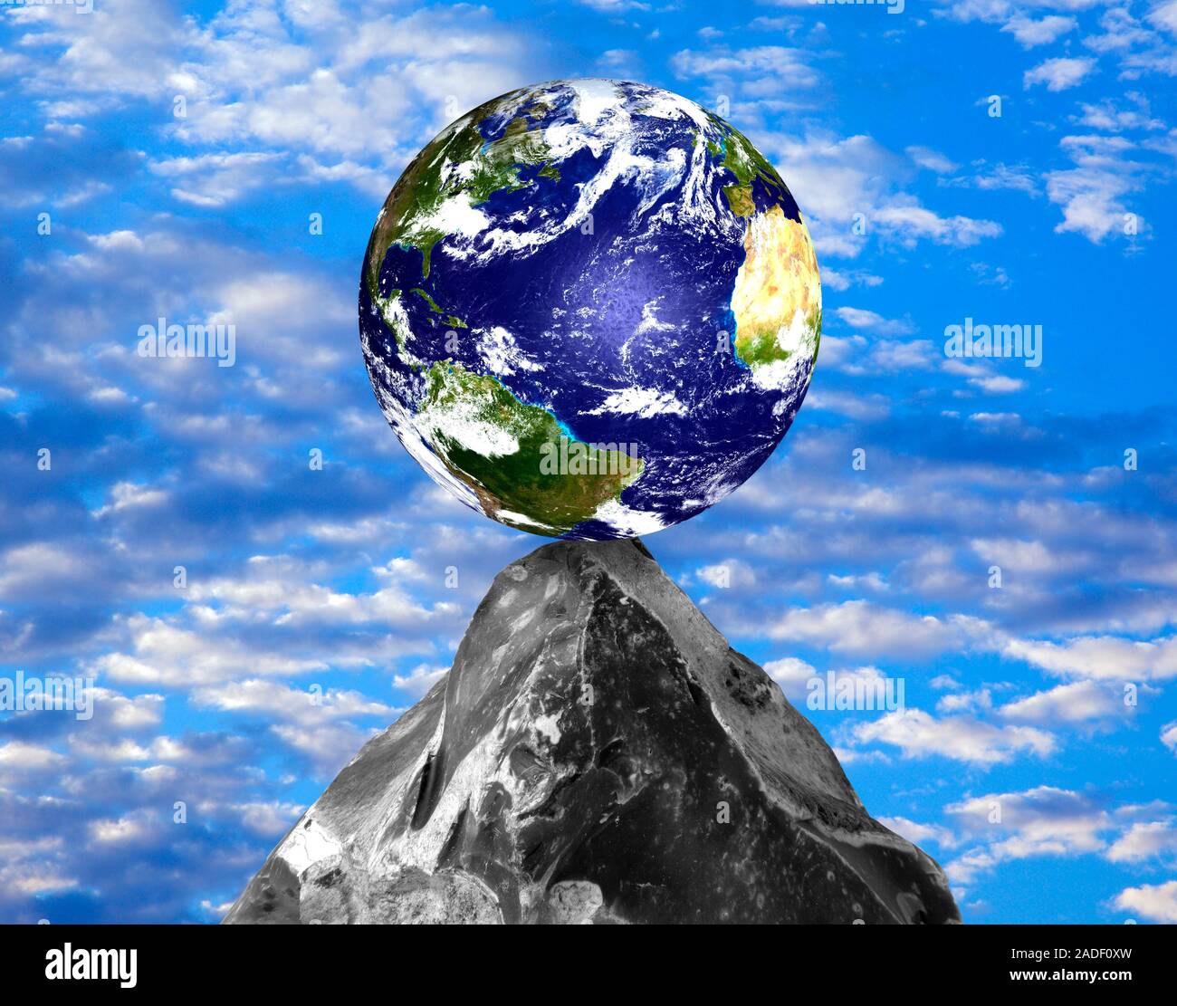 Environmental tipping point, conceptual computer artwork. Stock Photo