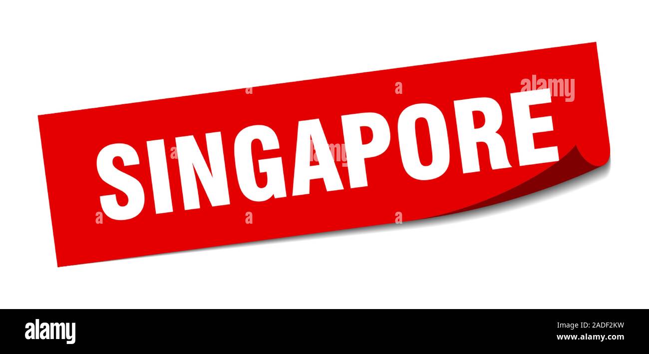 Singapore sticker. Singapore red square peeler sign Stock Vector Image