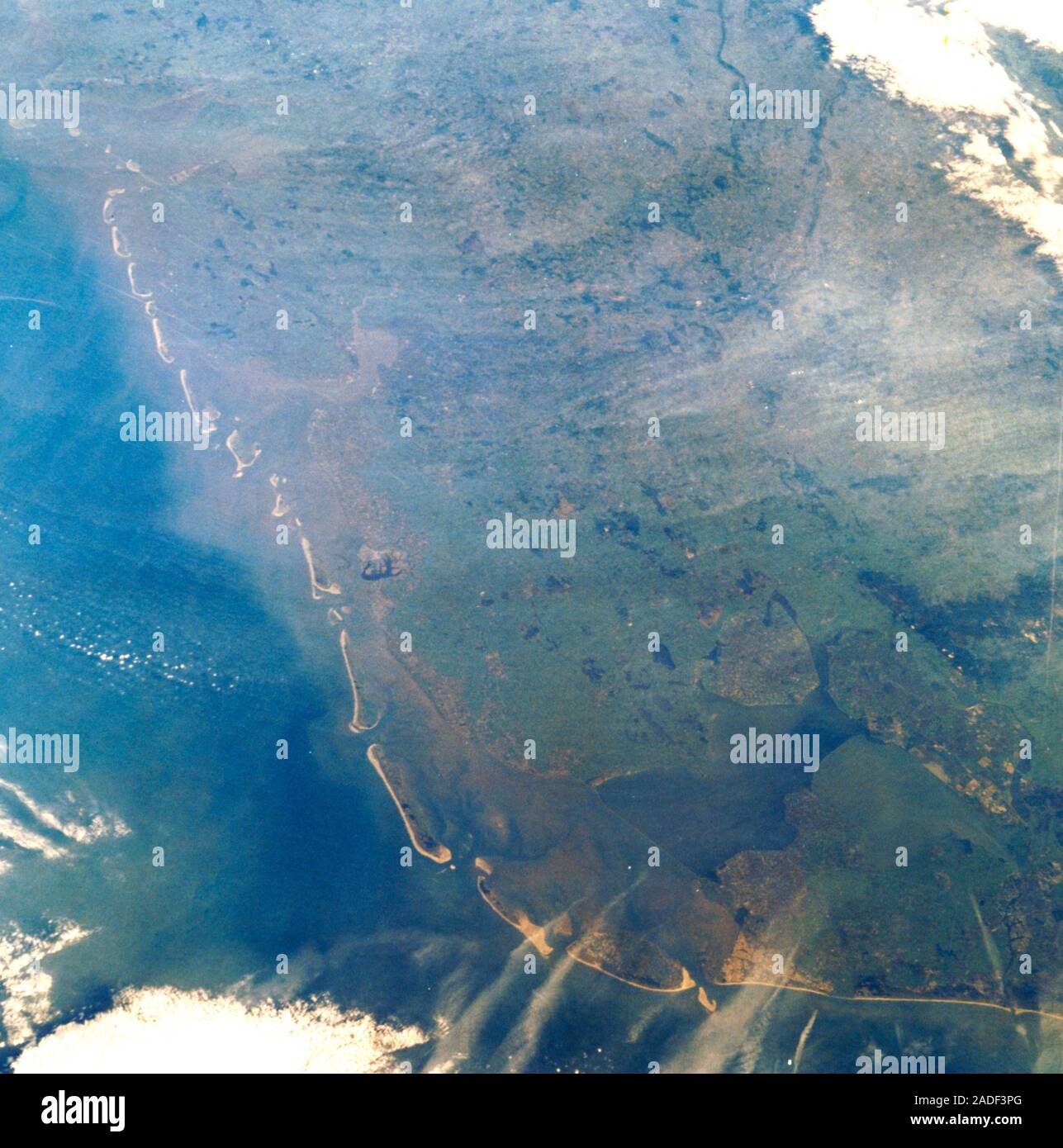View of the Netherlands and northern Gemany, showing the sand beaches ...