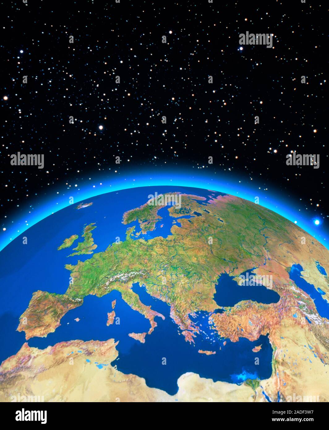 Not for poster use Europe and North Africa. Satellite mosaic image of ...