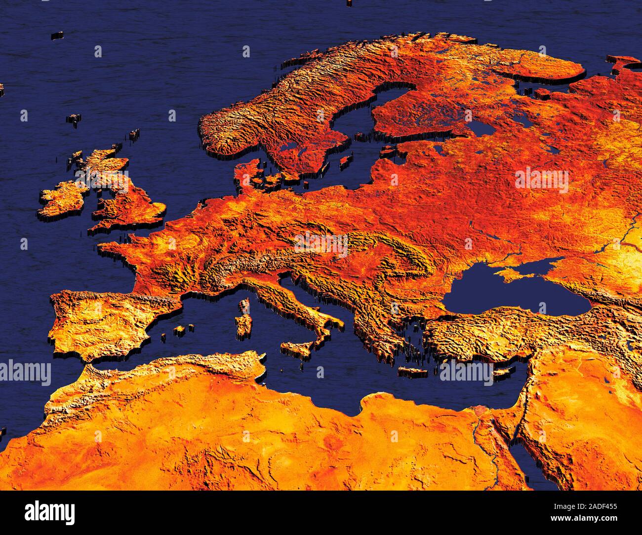 Europe. Coloured satellite image of Europe. Europe is separated from ...