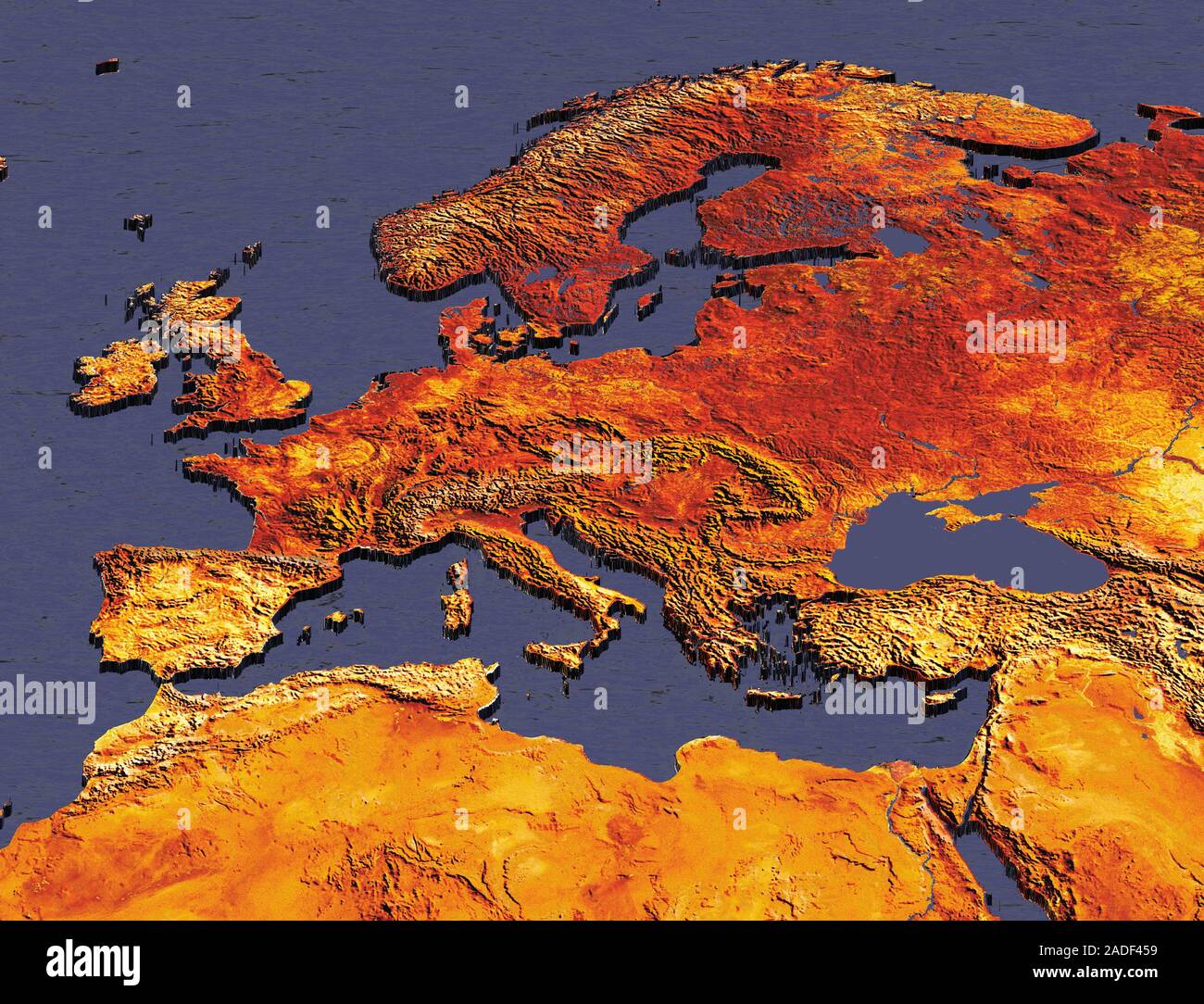 Europe. Coloured satellite image of Europe. Europe is separated from ...