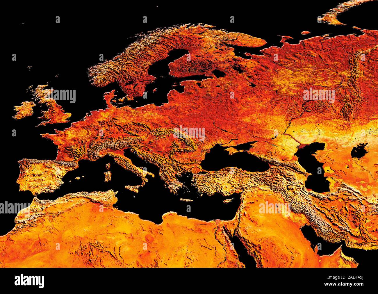Europe. Coloured satellite image of Europe. Europe is separated from ...