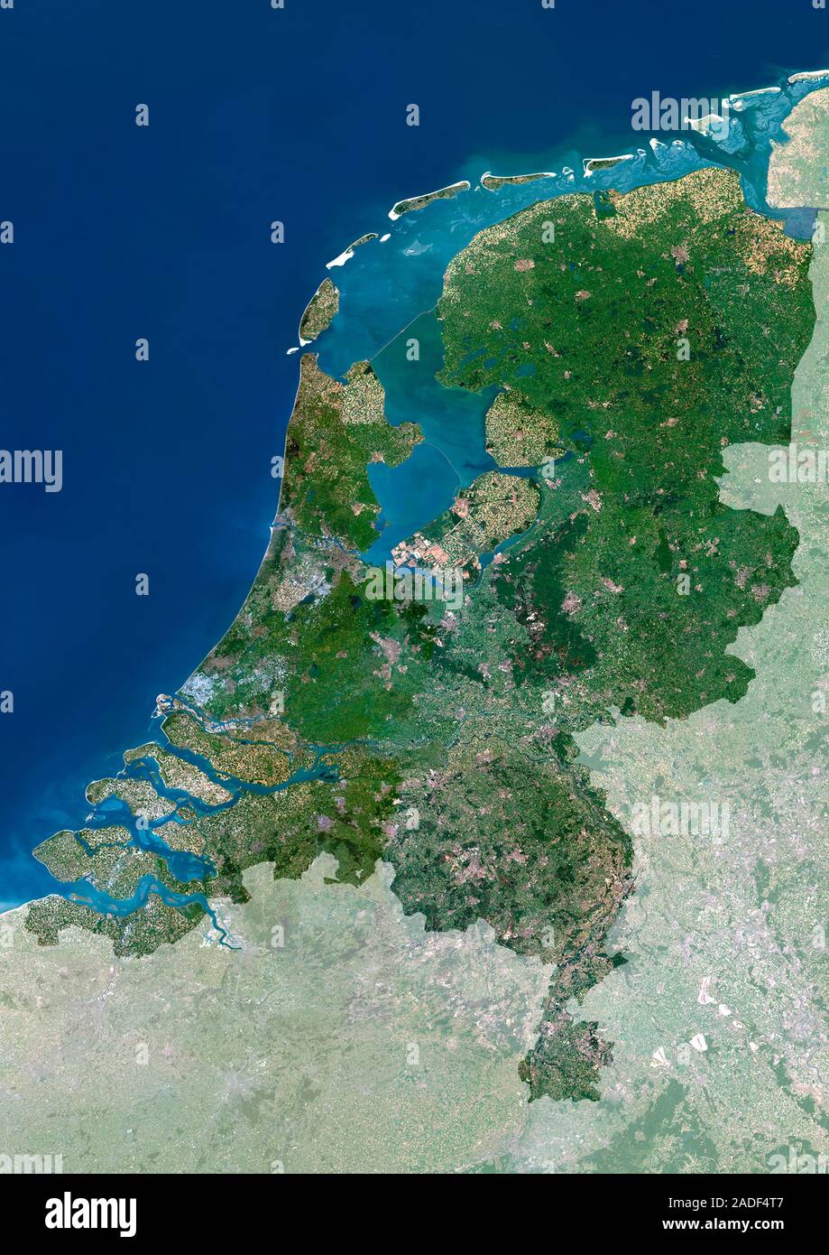The Netherlands, satellite image. North is at top. The Netherlands is a ...