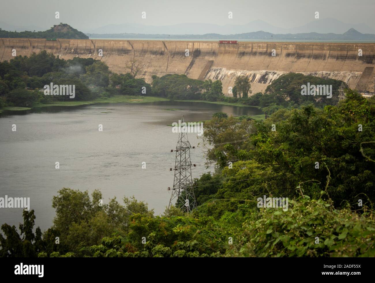 Beautiful landscape view of the water from Mettur dam released for