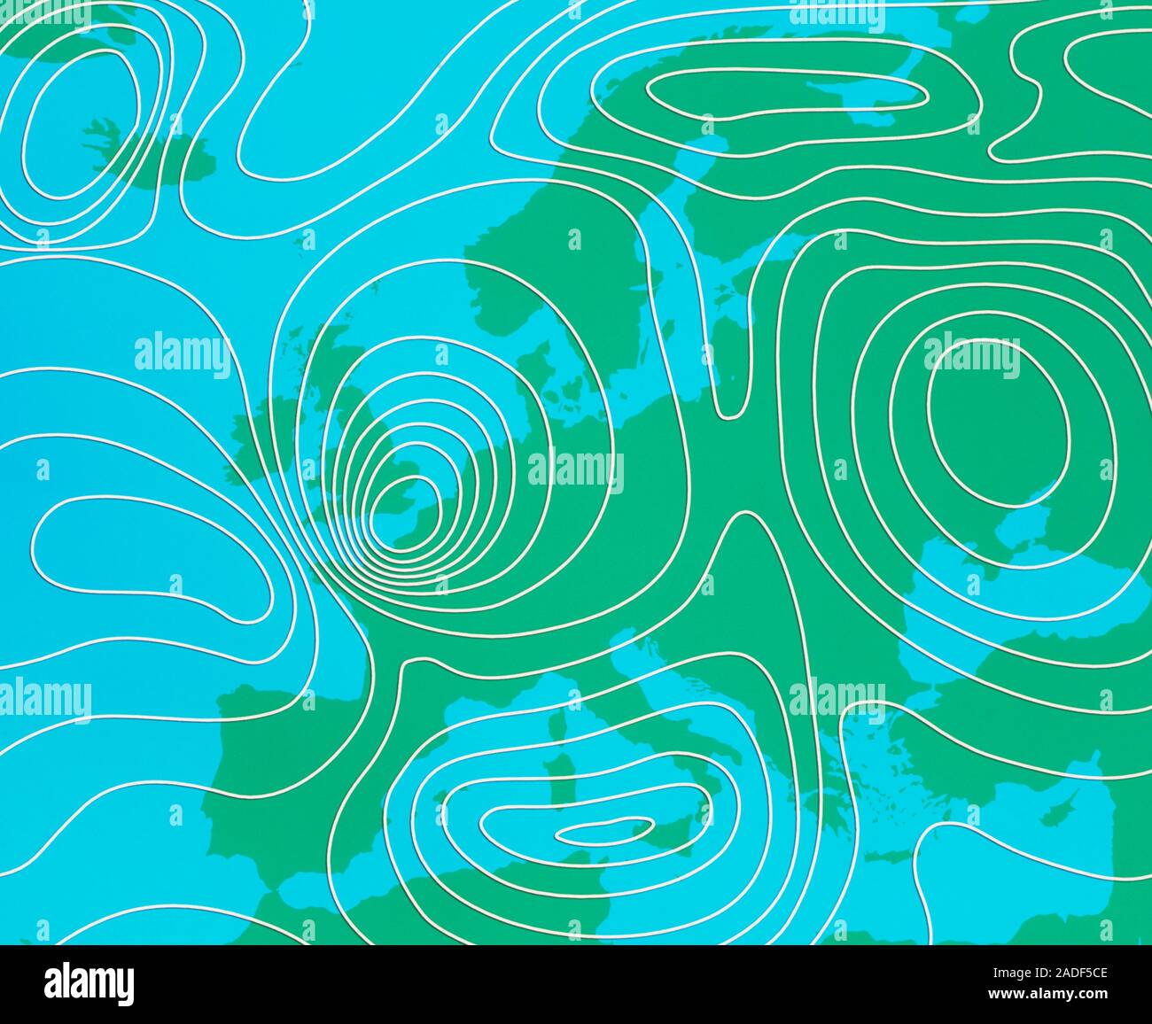 European Isobaric Map Isobaric Map Of Western Europe Green Showing European Isobaric Map Isobaric Map Of Western Europe Green Showing Two Anticyclones High Pressure Systems Far Left Right And A Depression Low 2ADF5CE
