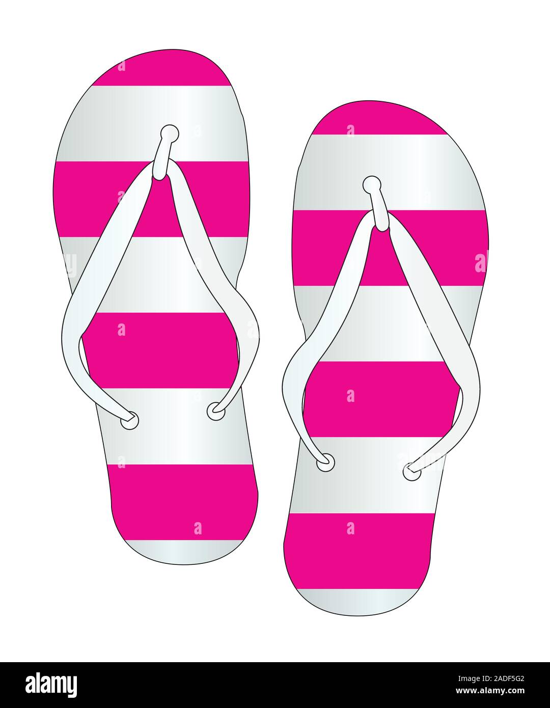 Pink and white stripes flip flop shoe silhouette on a white background ...