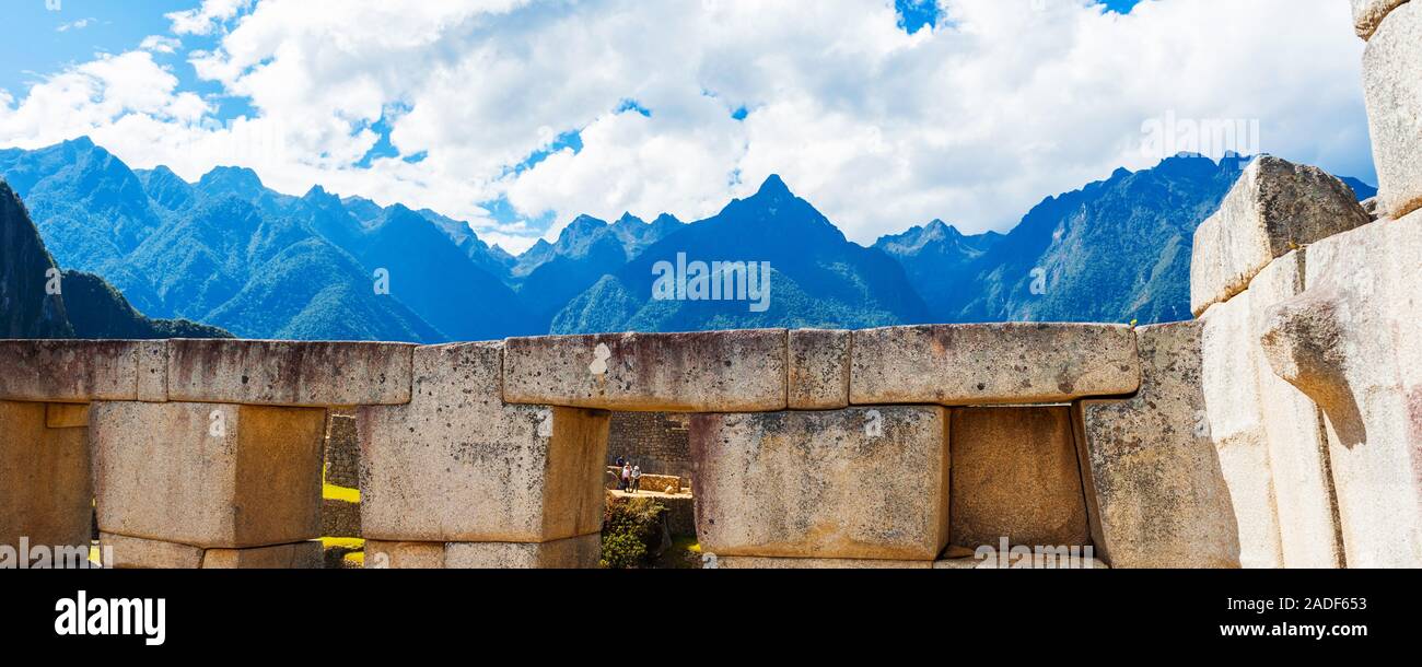 View of the walls of the ancient city of Machu Picchu, Peru Stock Photo ...