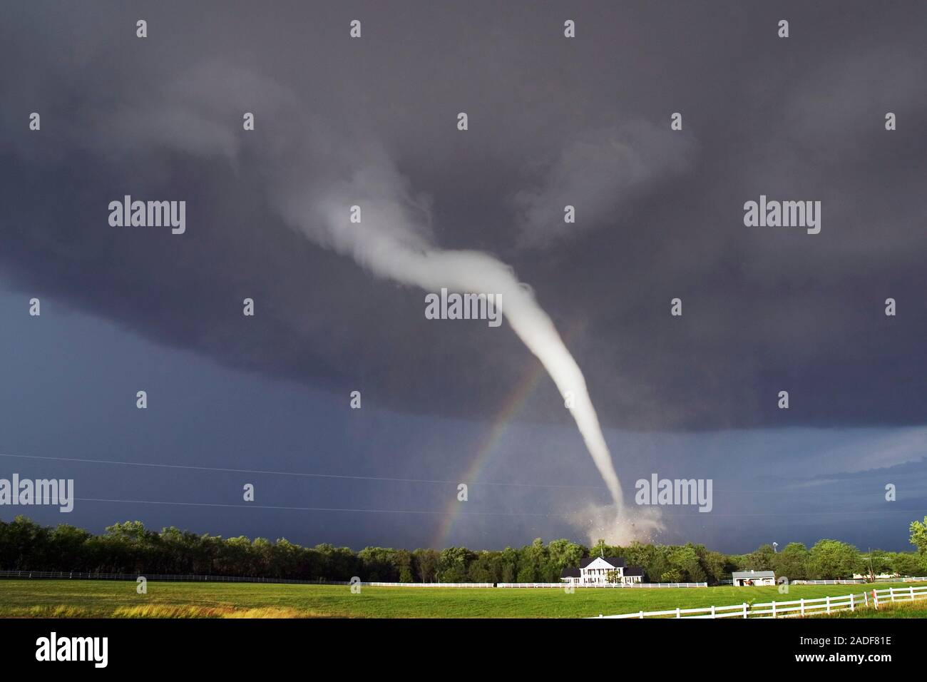 Tornado. At the base of the tornado is a debris cloud. A tornado is a