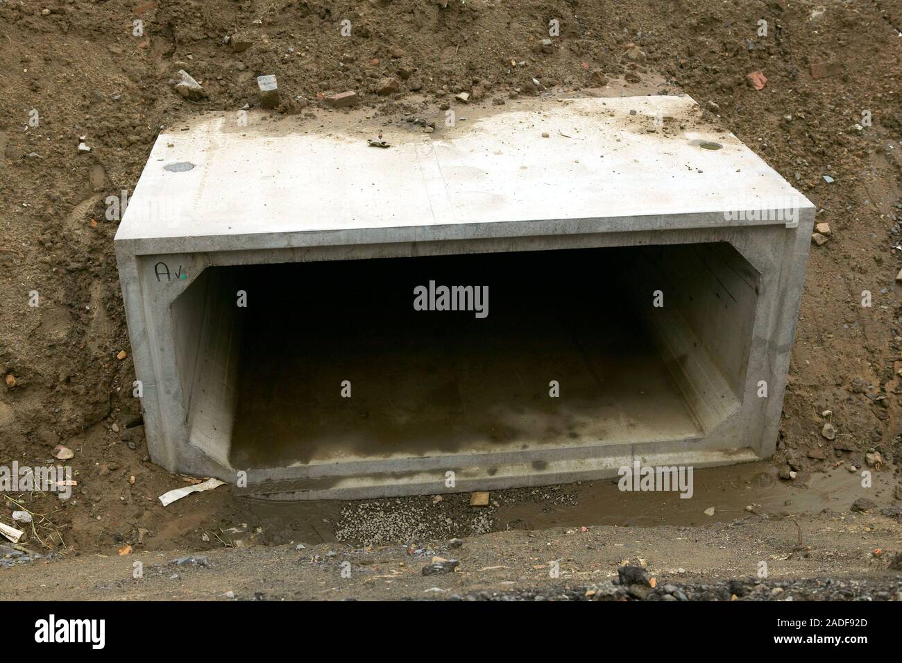 Concrete conduit. New underground concrete conduit designed to drain