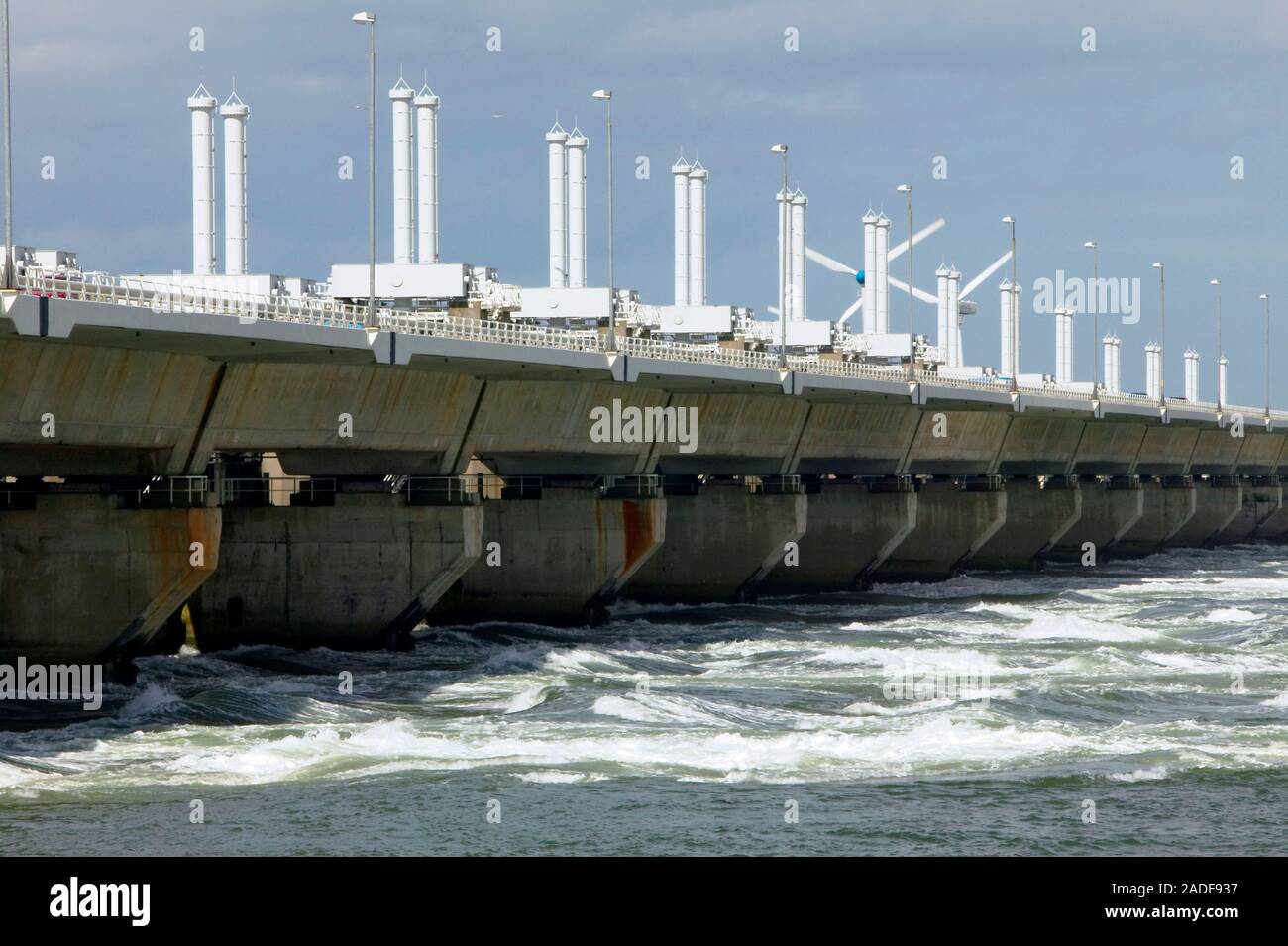 Flood barrier in Zeeland, Netherlands. This is part of the Deltaworks ...