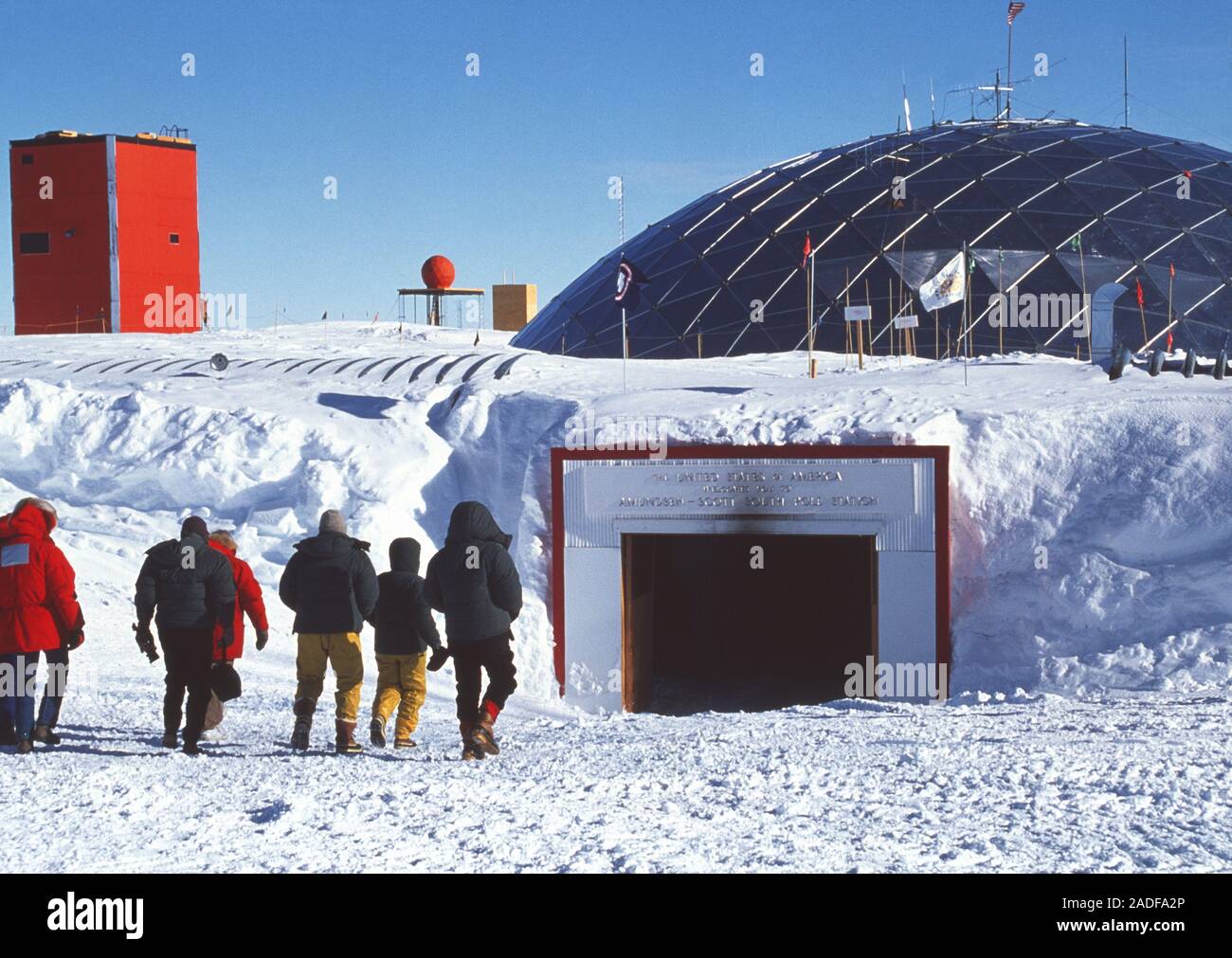 Antarctic research base. Amundsen-Scott South Pole station, situated at ...