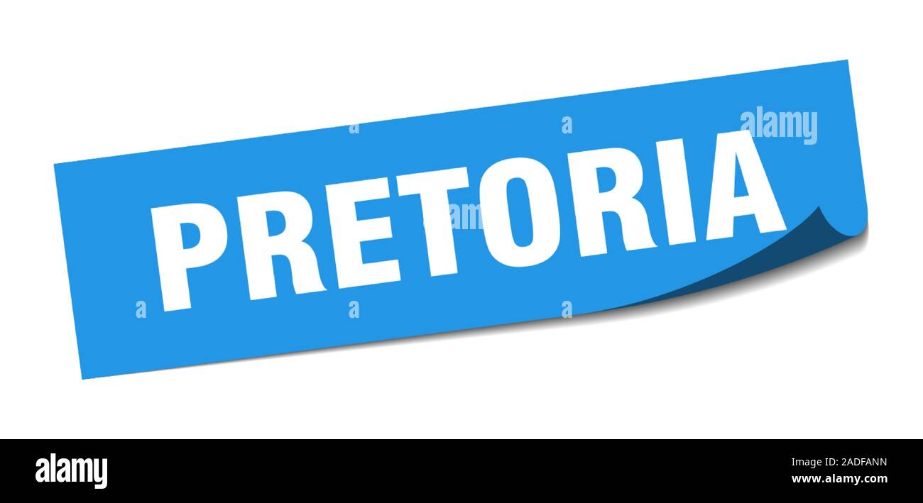 Pretoria sticker. Pretoria blue square peeler sign Stock Vector Image