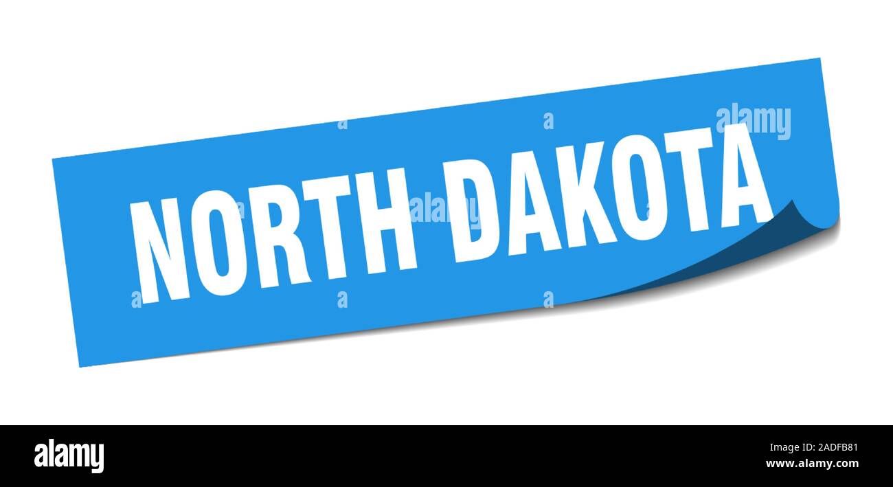 North Dakota sticker. North Dakota blue square peeler sign Stock Vector