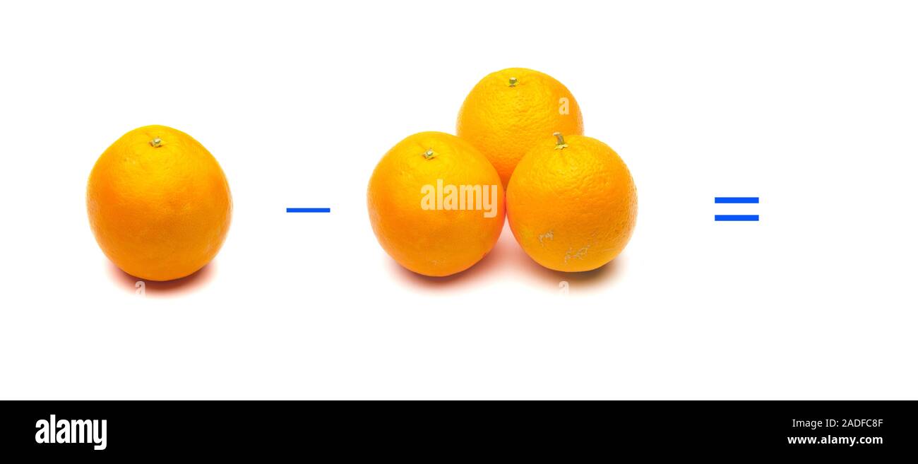 Simple math problems, the subtraction of oranges Stock Photo - Alamy