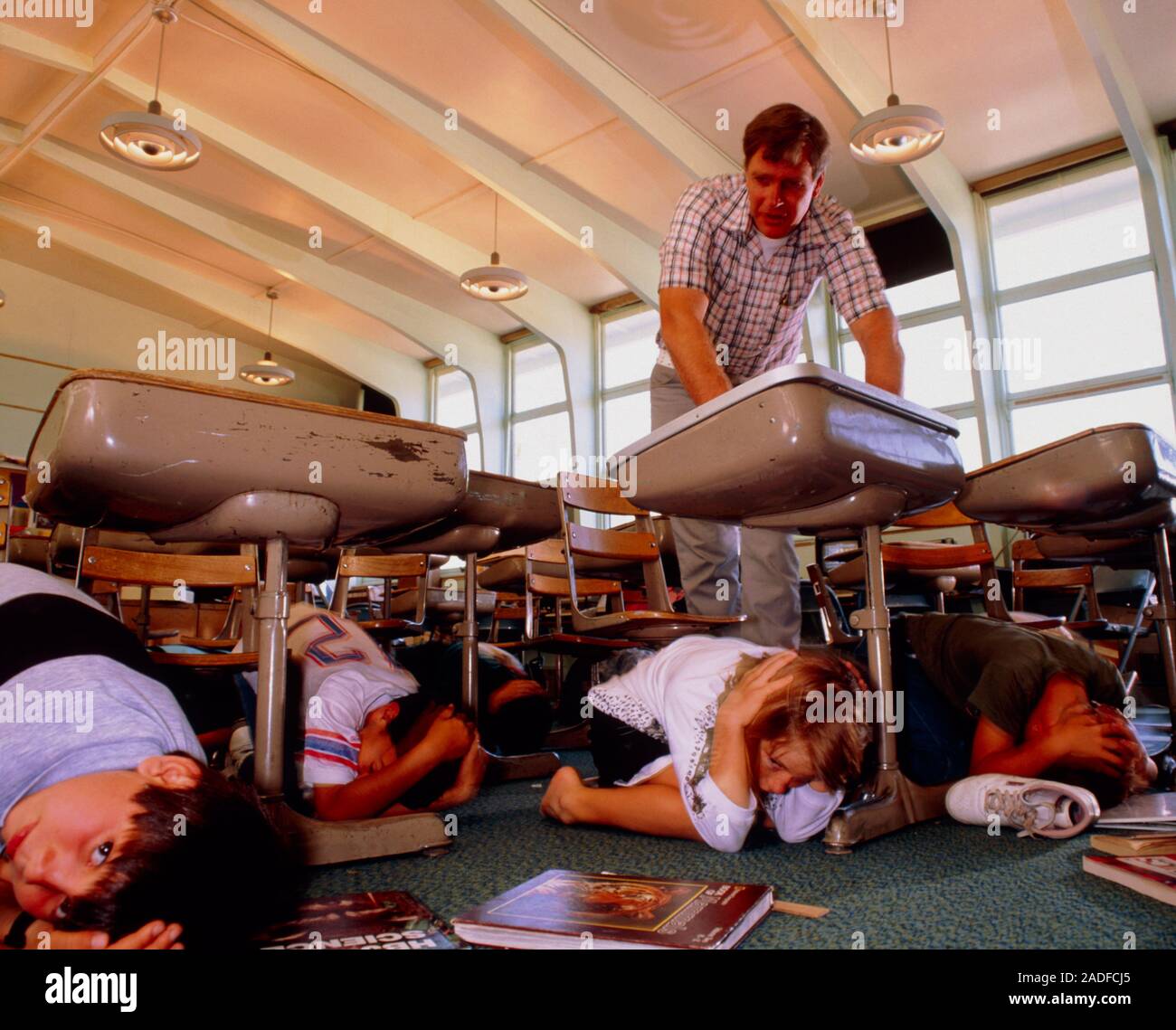 Parkfield earthquake prediction experiment. School children practising