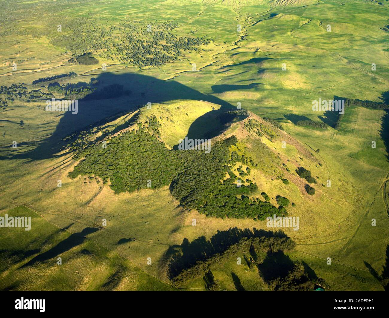 Volcanic mound. Aerial photograph of a dormant volcanic cinder cone. Photographed on Big Island