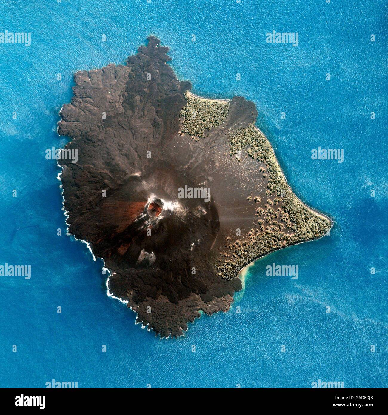 Anak Krakatau volcano. Satellite image of the volcano Anak Krakatau ...