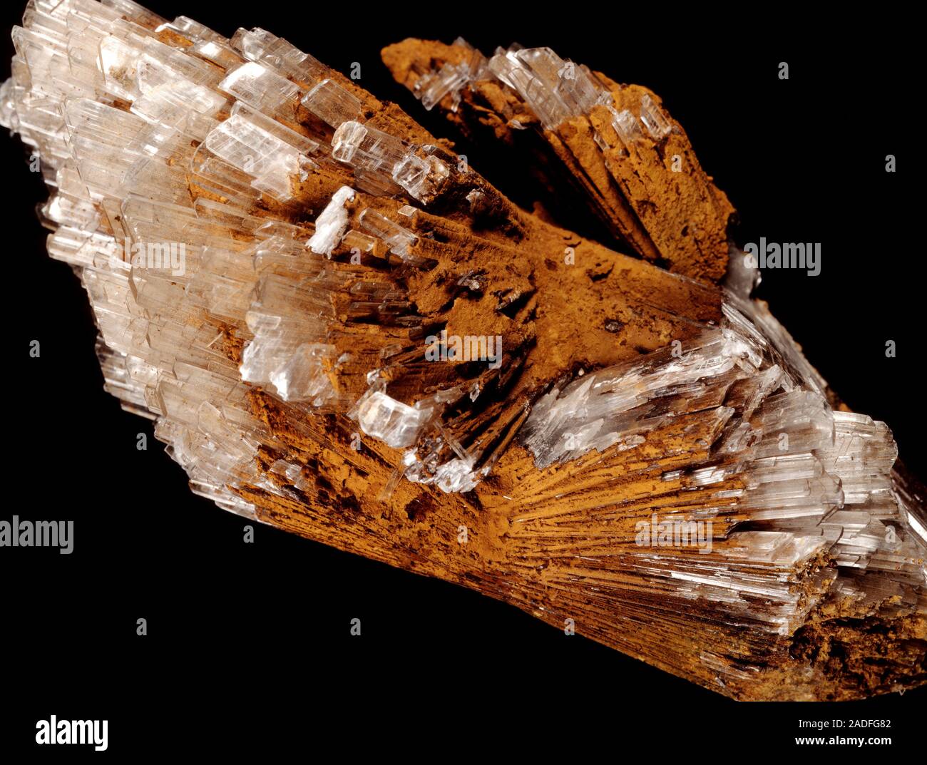 Gypsum and limonite minerals. Limonite (orange) is a field name for ...