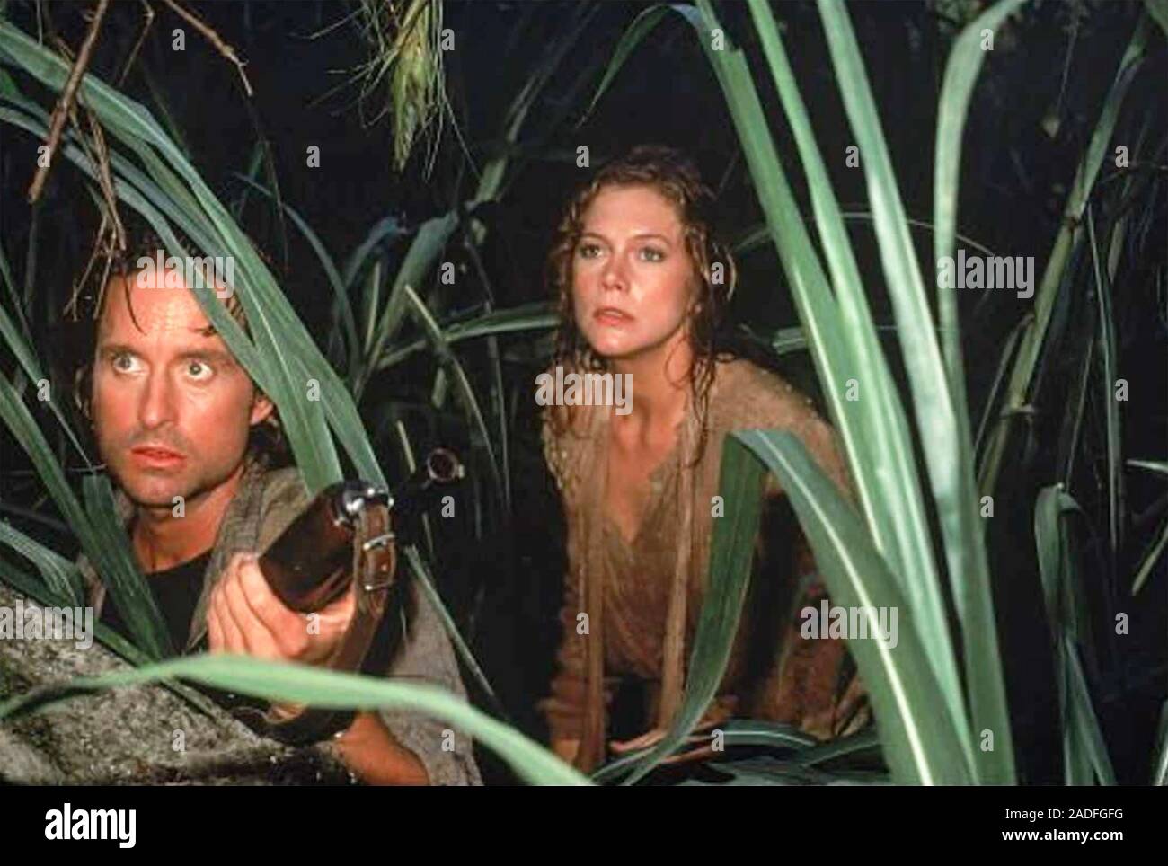 ROMANCING THE STONE 1984 20th Century Fox film with Kathleen Turner and Michael Douglas Stock Photo