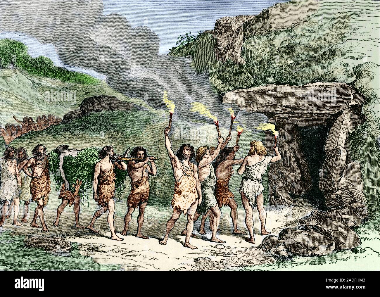 prehistoric-human-funeral-coloured-artwork-of-a-funeral-procession-of