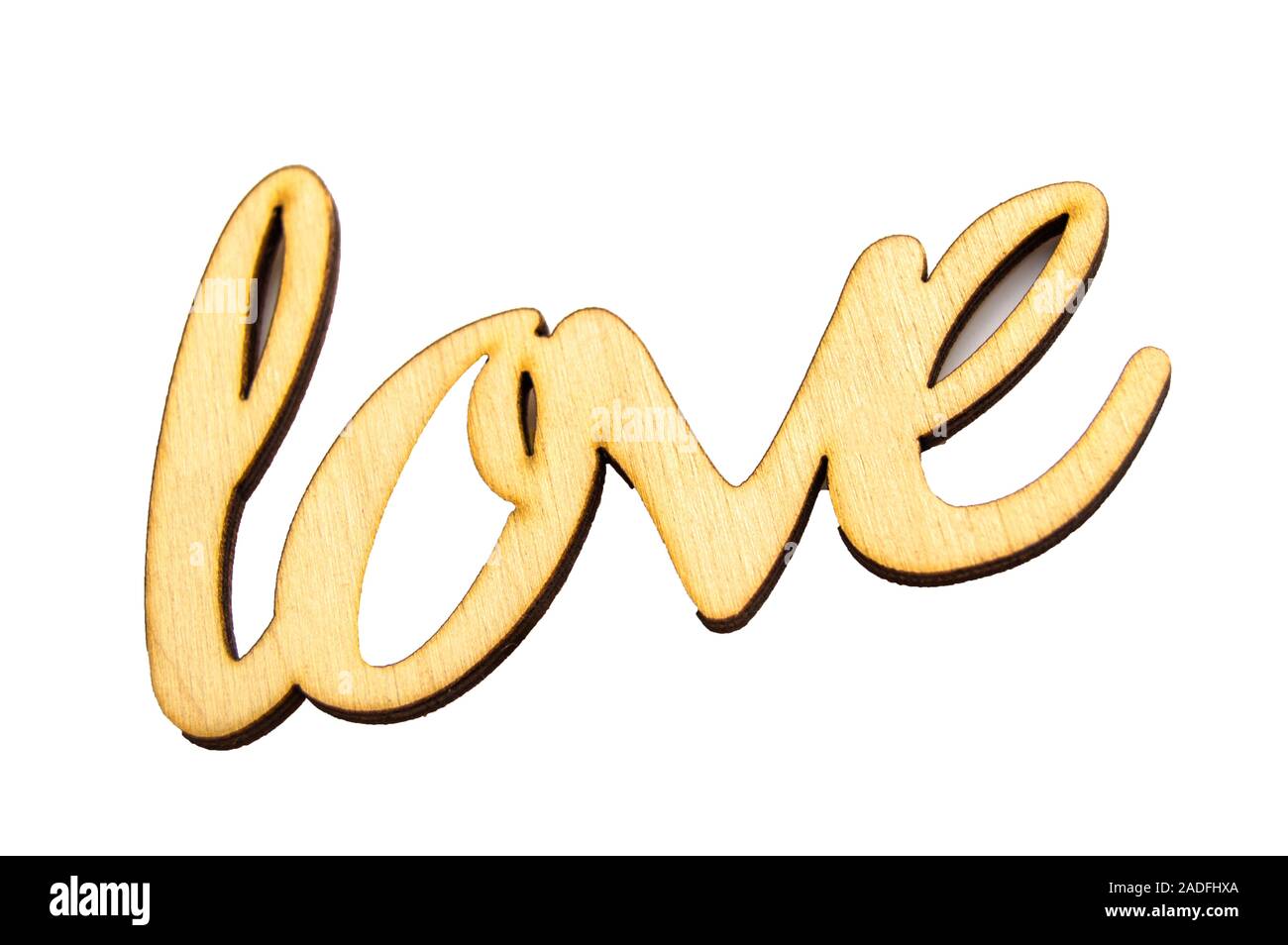 Wooden word love isolated by clipping on white background, for holiday ...