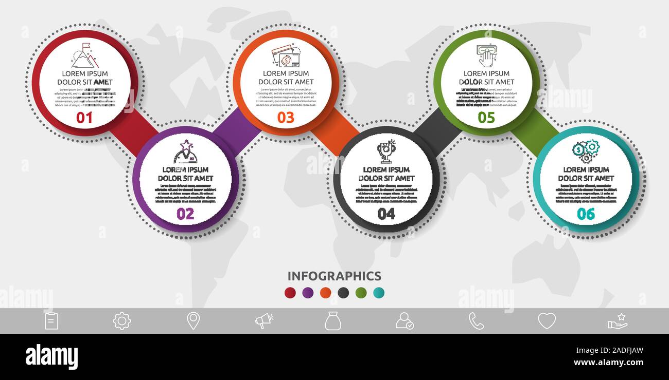 Vector template circle infographics. Business concept with 6 options ...
