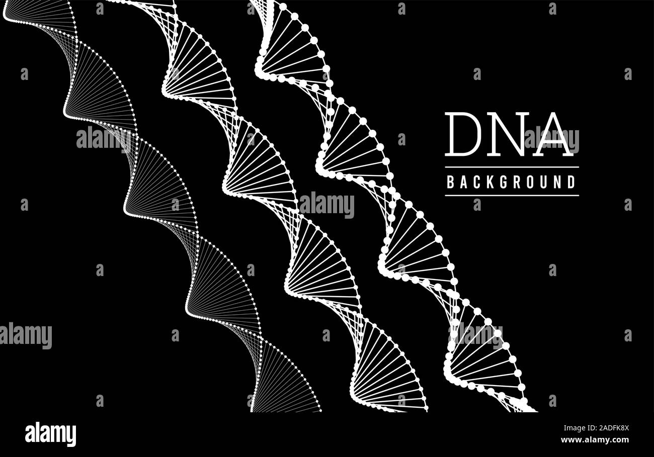 DNA structure. Deoxyribonucleic acid. Vector illustration on black Stock Vector
