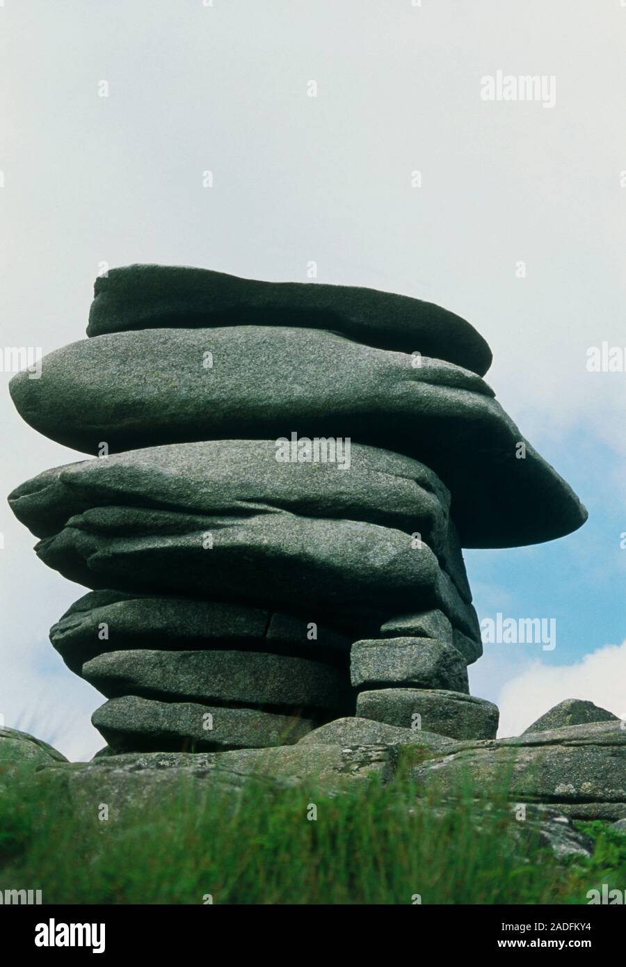 Rock pedestal. Pedestal of granite rock on a hill. Rock pedestals are