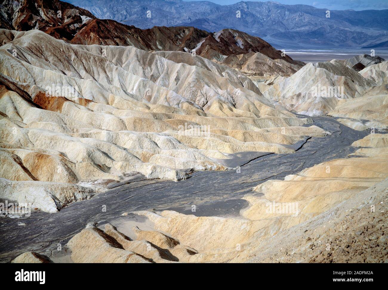 Badland erosion of rhyolitic deposits. Arid, rocky hills in a water ...