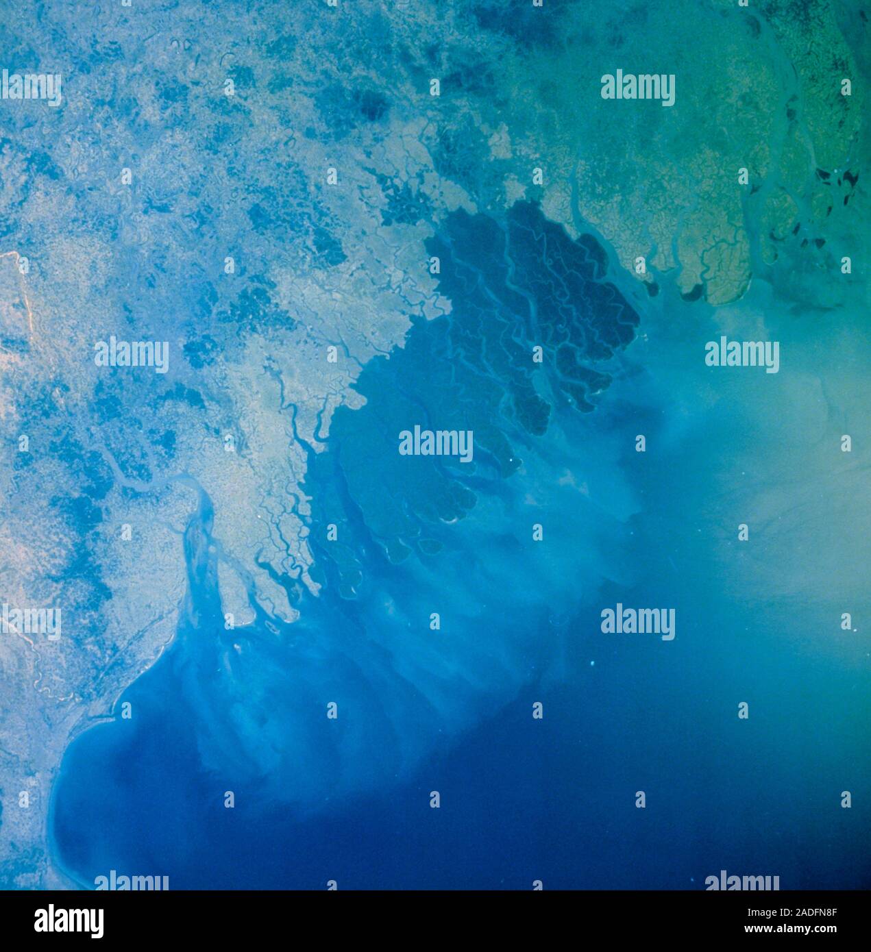 The Ganges Delta region, Bangladesh, seen from Shuttle Discovery during ...